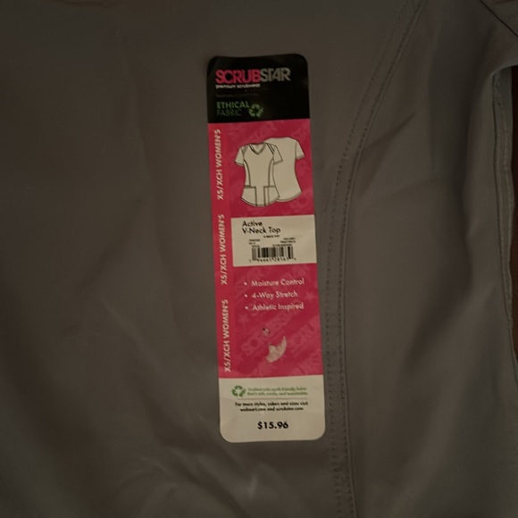 SOLD - Scrubstar Women's Active Stretch Fabric 3 Pocket V-Neck Scrub Top Gray - Picture 10 of 15